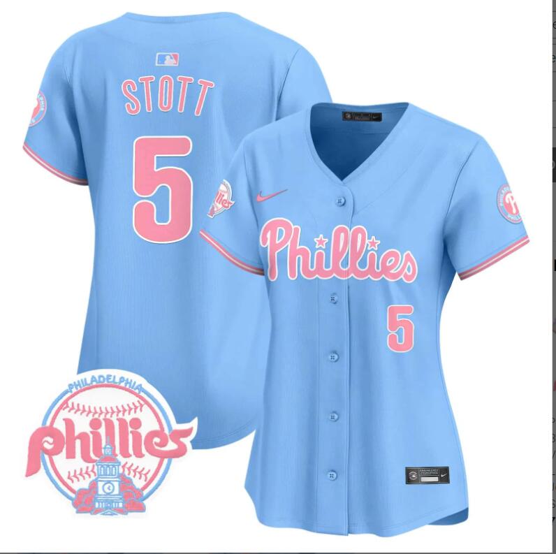 Women Philadelphia Phillies #5 Stott blue 2024 MLB jersey